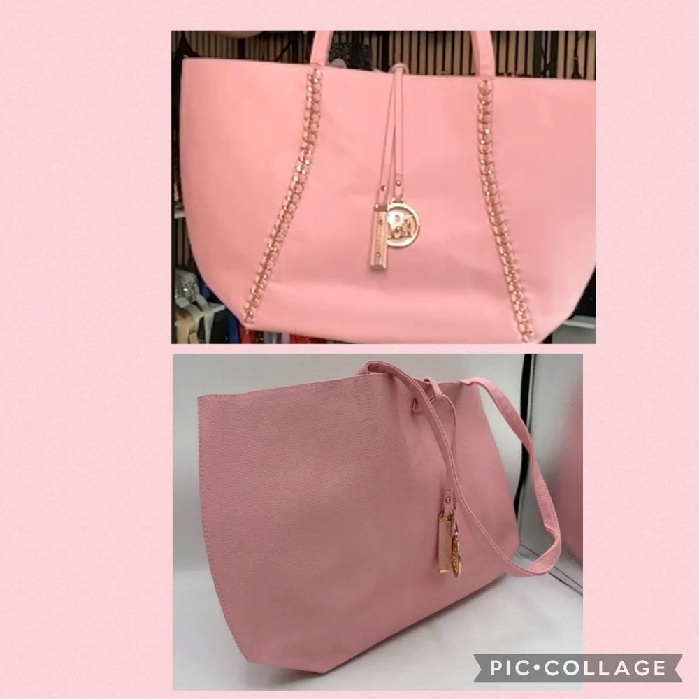 Badgley Mischka extra large pink tote bag can hold laptop